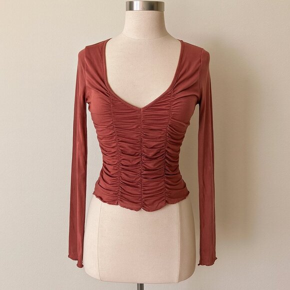 Vintage Forever 21 Sheer Longsleeved Rouched Top 90s Y2K Whimsy Fairy Size Small - Picture 1 of 6